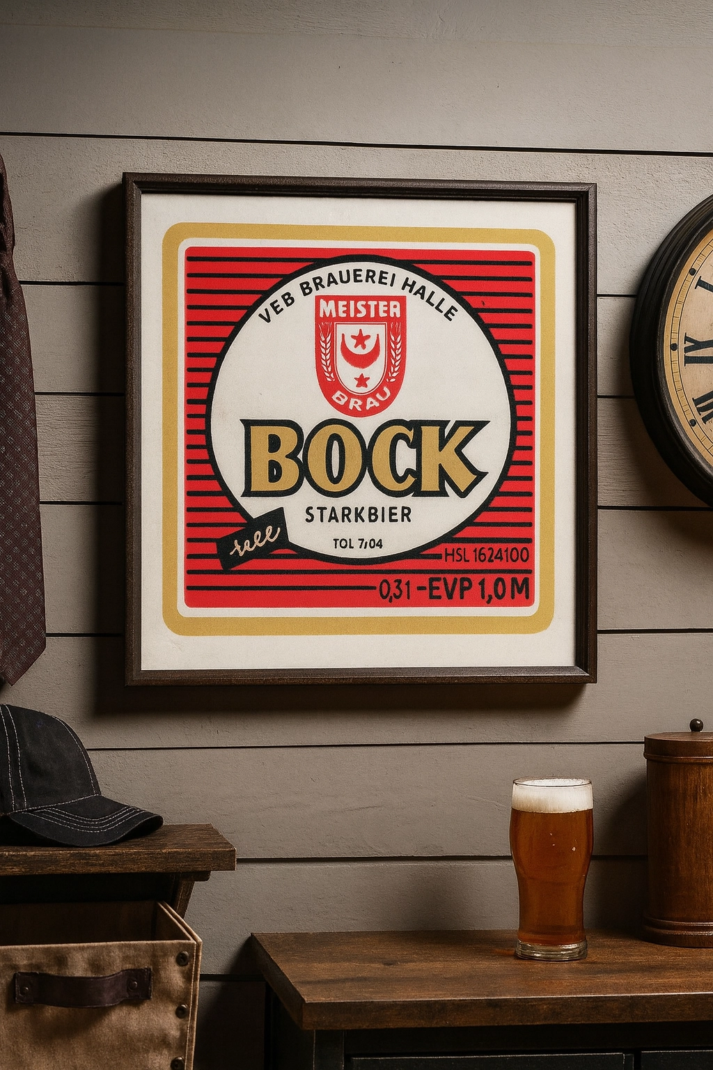 Man Cave Beer Label Framed Wall Art